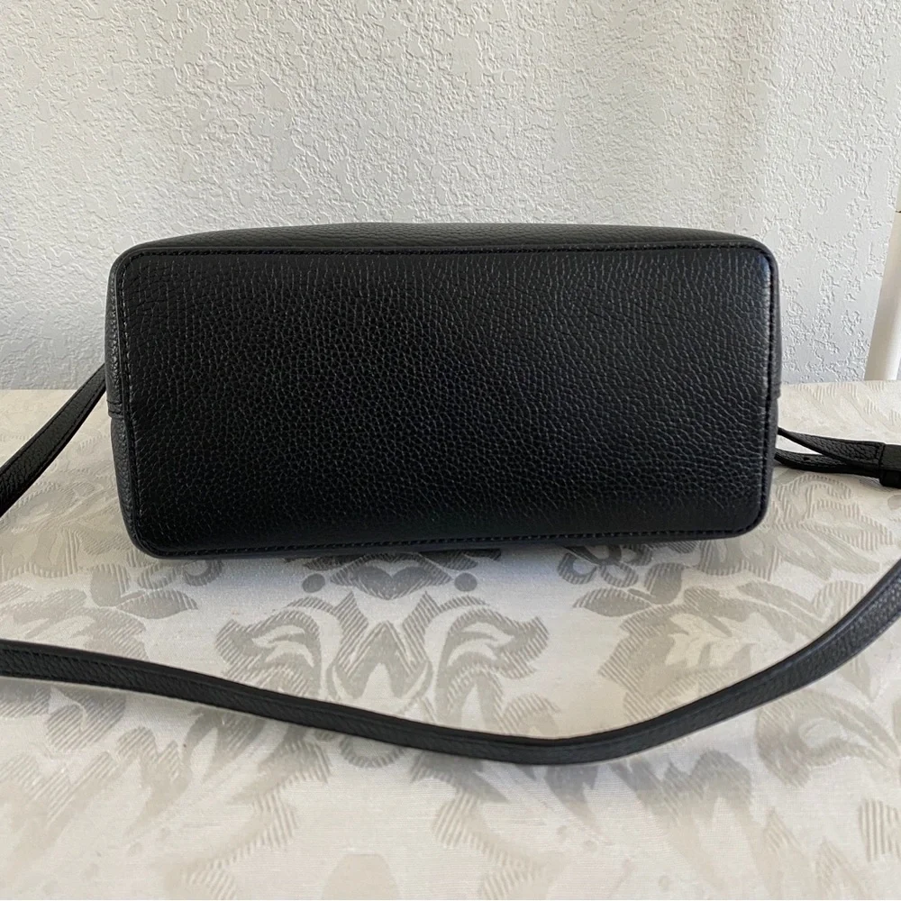 Tory Burch Black Pebbled Leather Small 2 way Tote Bag